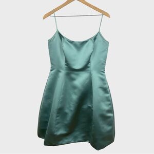 Catherine Regehr Green Satin A-line Mini Dress Size Medium